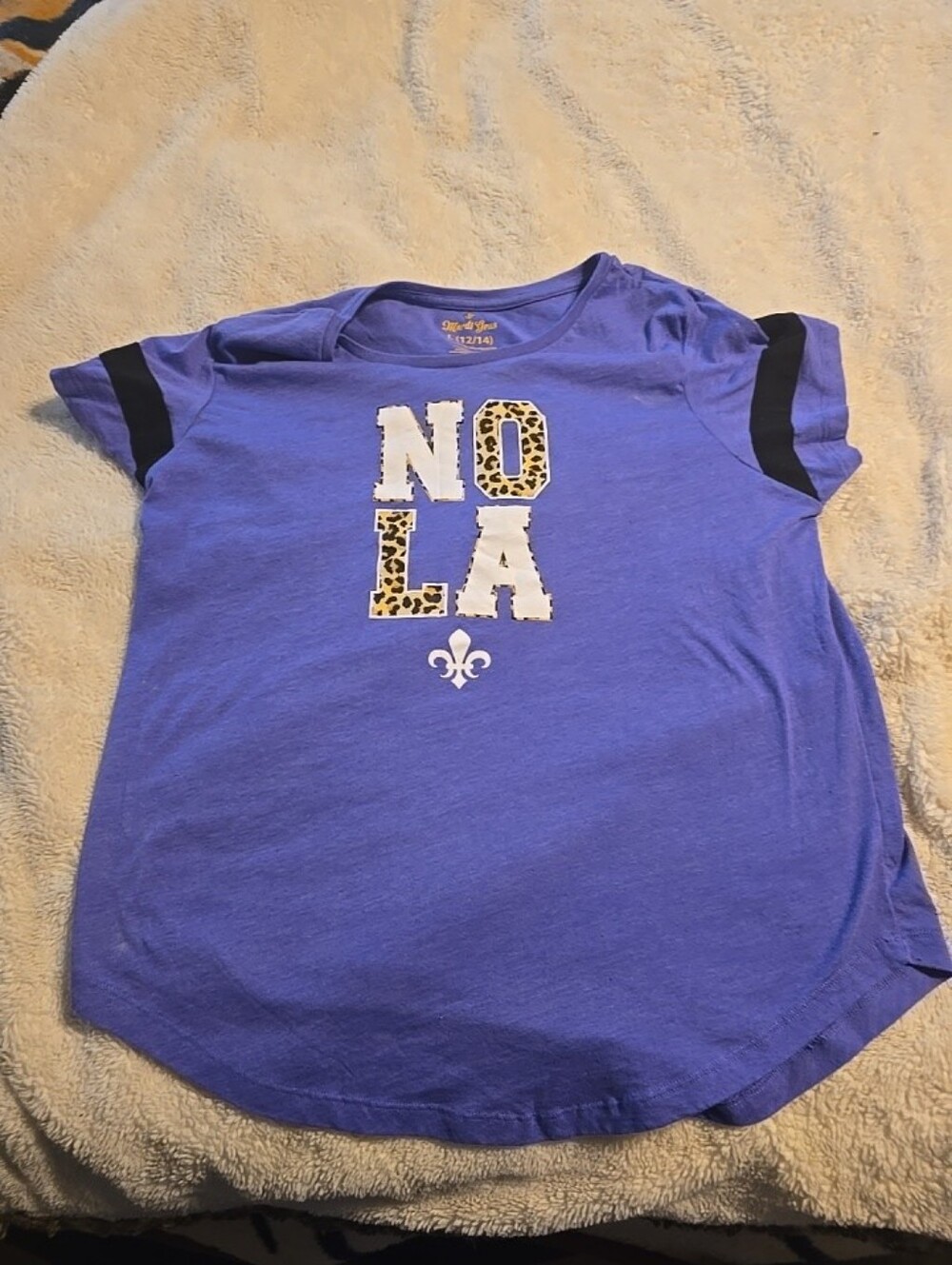 071426 Mardi Gras Women Size Large Purple Top NOLA New Orleans #box 22aa